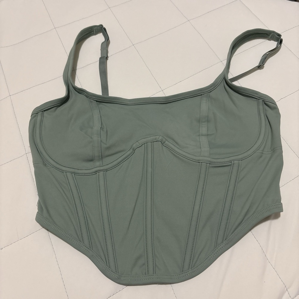 Gilly Hicks Sage Green Corset-Style Bustier